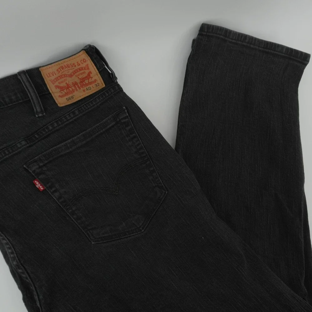 Levi's 569 Loose Straight Jeans Mens 40x32 Black Faded Denim Relaxed Fit
